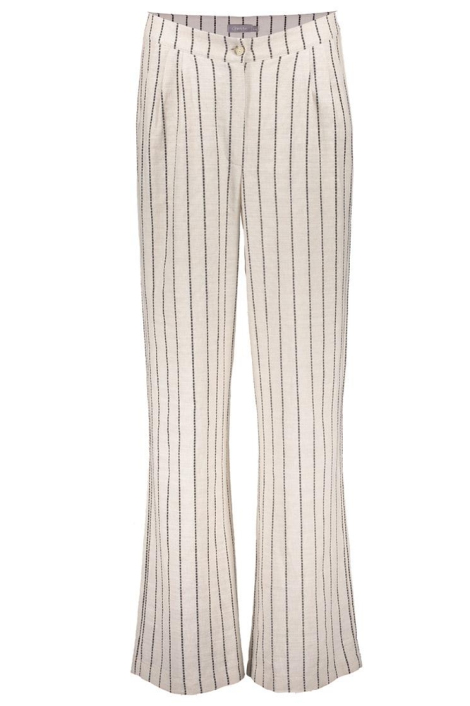 LINNEN BROEK MET STREPEN 51231 20 Sand/Black